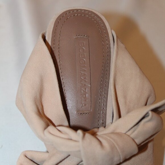 NEW BCBGMAXAZARIA $298 WOMEN'S SUEDE ANKLE TIE EMMA SANDALS BEIGE - Picture 5 of 5